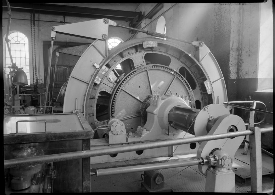 Black and white film negative showing the winding engine, Nixon's Navigation Colliery.