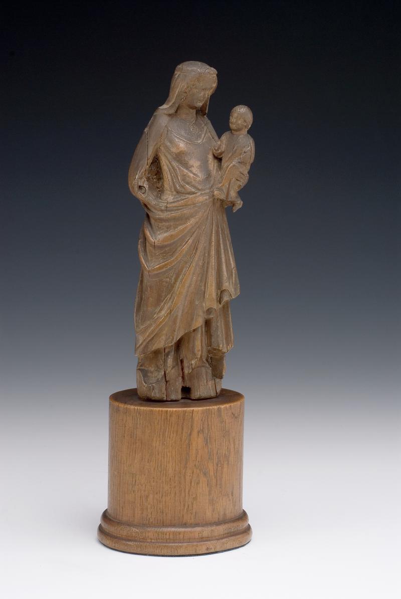 French wood figure of virgin Mary and child