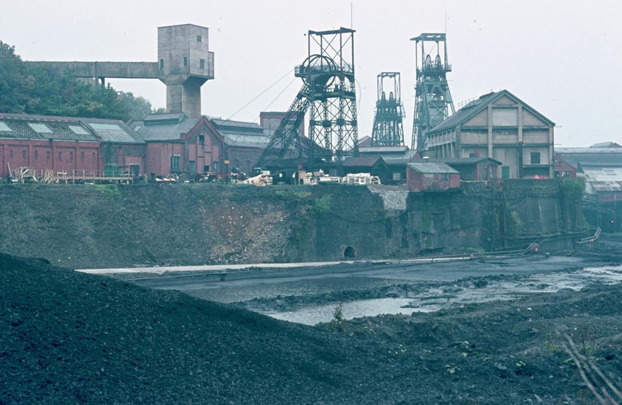 Colour film slide showing a general view of Oakdale Colliery, October 1975.