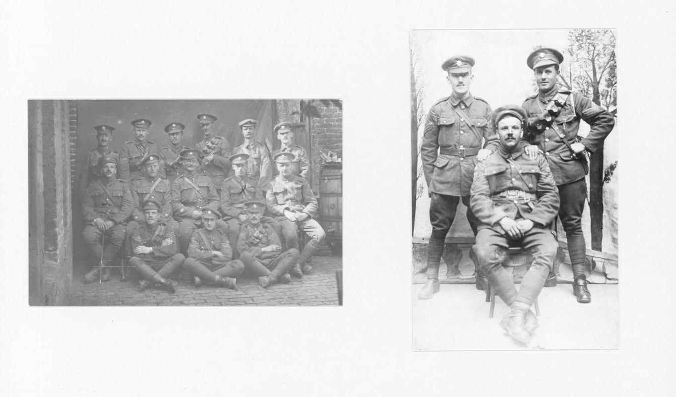 Groups of soldiers in First World War uniform