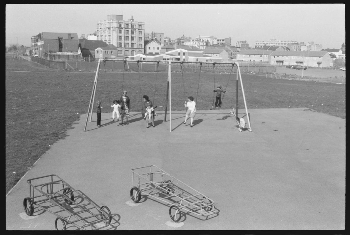 Children's playground on site of old canal, Stuart Street, Butetown.