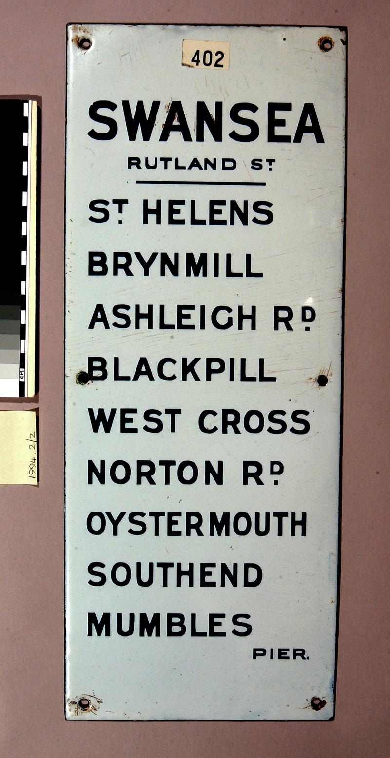 Mumbles Railway, route destination sign
