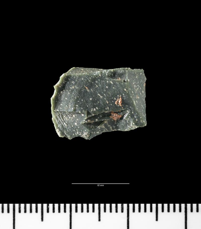 Upper Palaeolithic stone flake from Hoyle's Mouth Cave. Dorsal surface