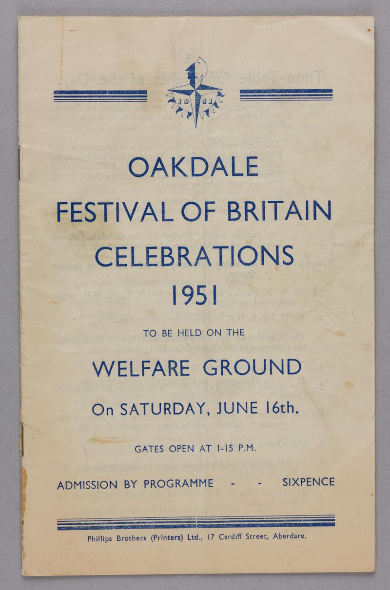 programme of Oakdale Festival of Britain