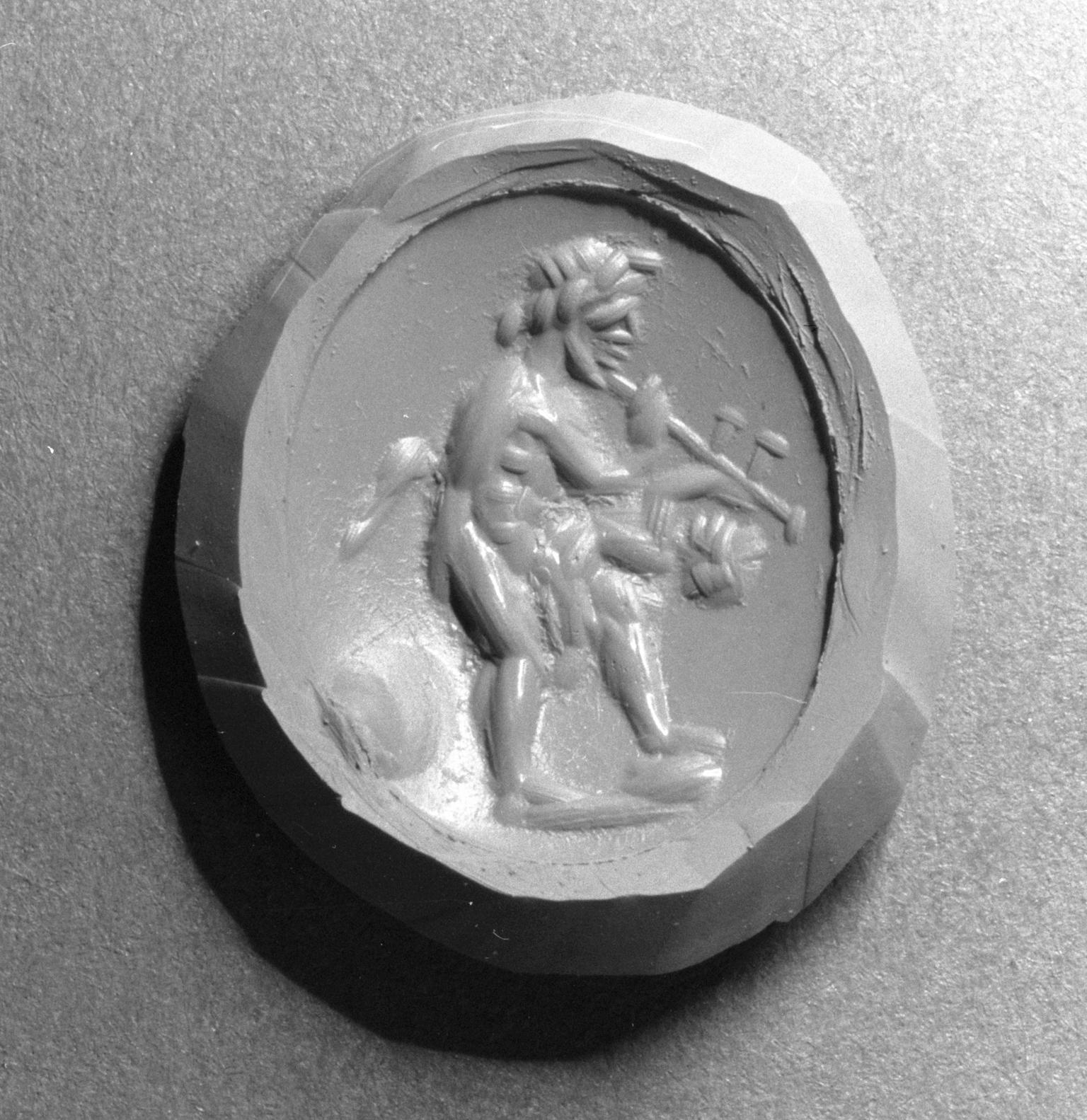 Roman intaglio (satyr with infant Dionysos)