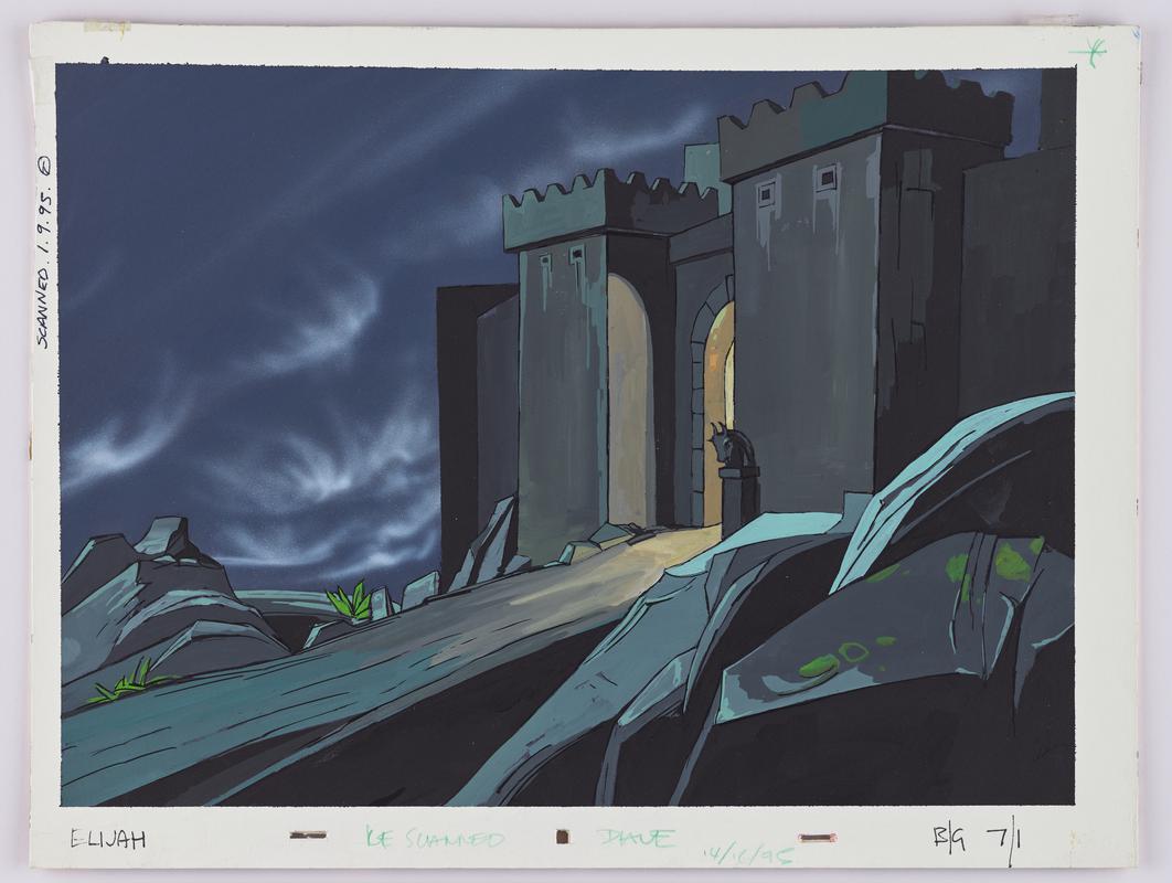 Background animation production artwork from episode Elijah in series 'Testament: The Bible in Animation'.