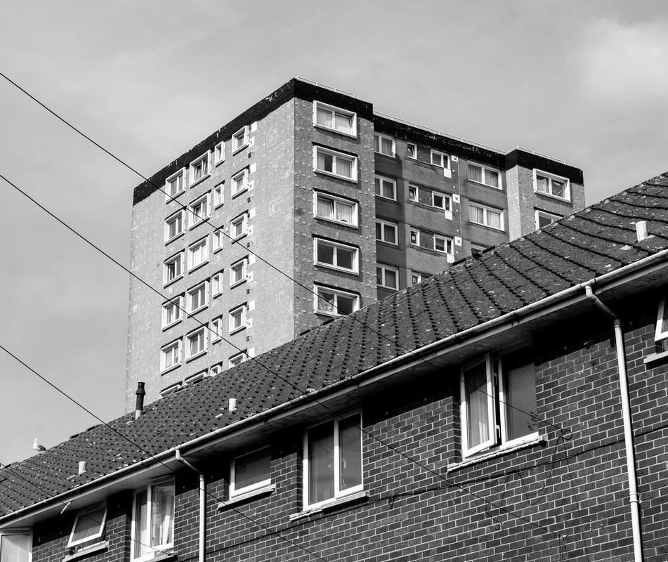 Nelson House tower block flats, Loudoun Square, Butetown, Cardiff.