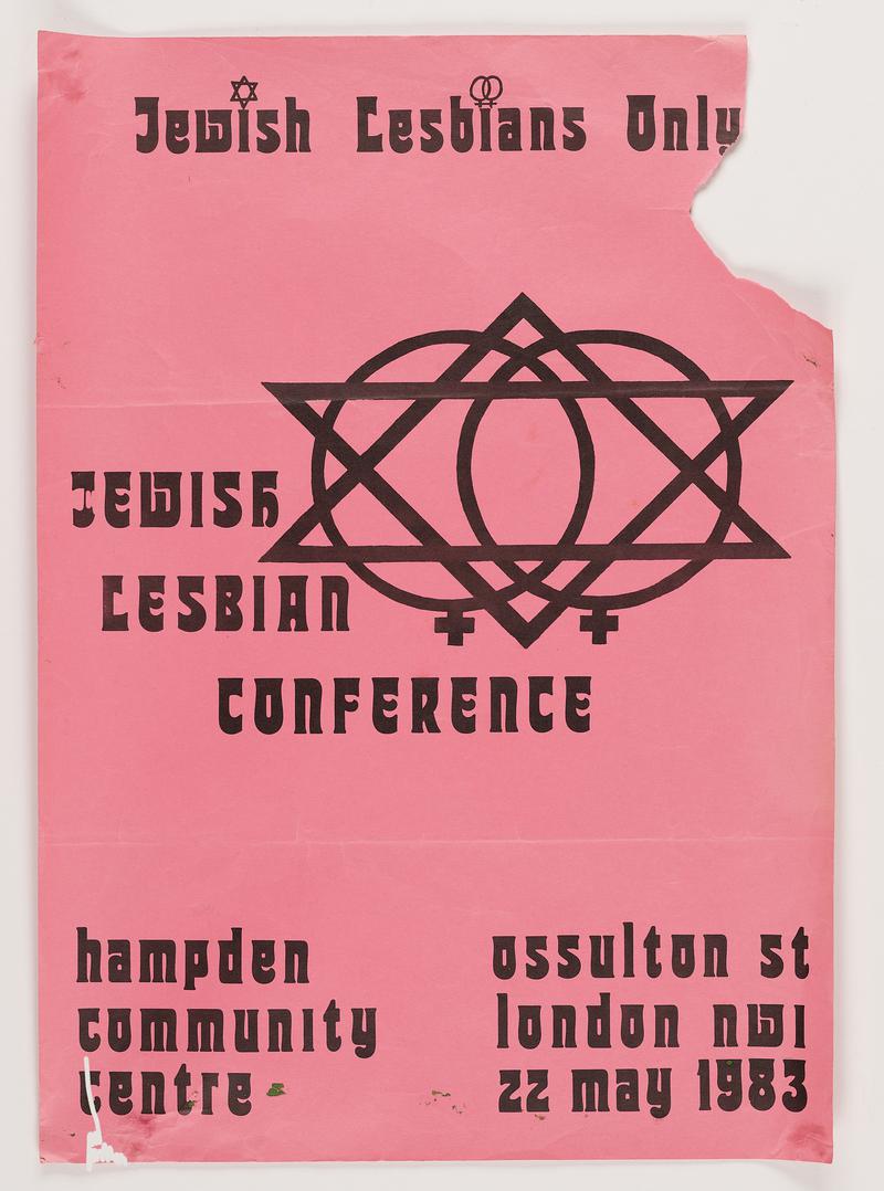 Poster for 'Jewish Lesbians Conference' held at Hampden Community Centre, London, 22 May 1983.
