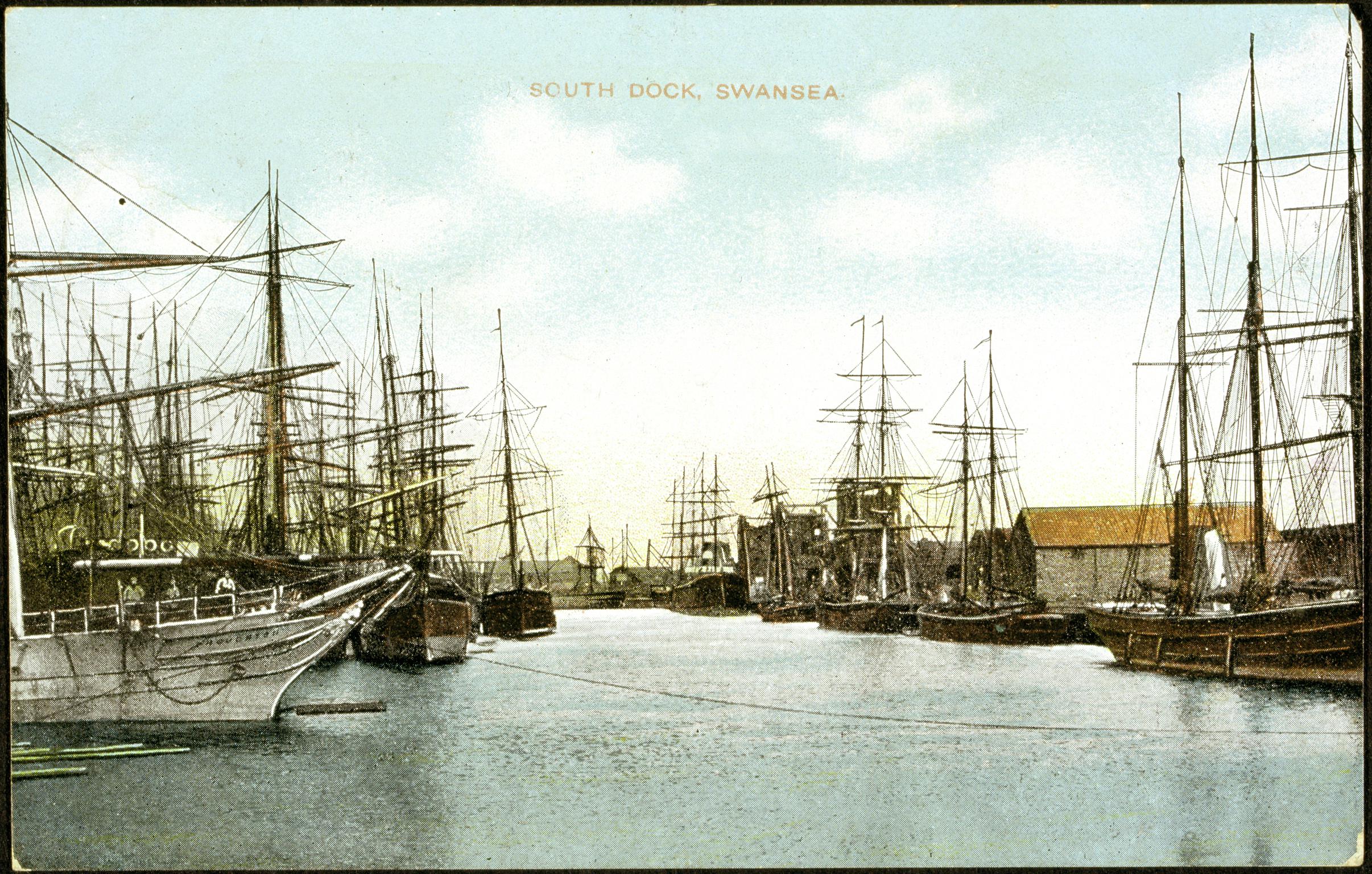 South Dock, Swansea (postcard)