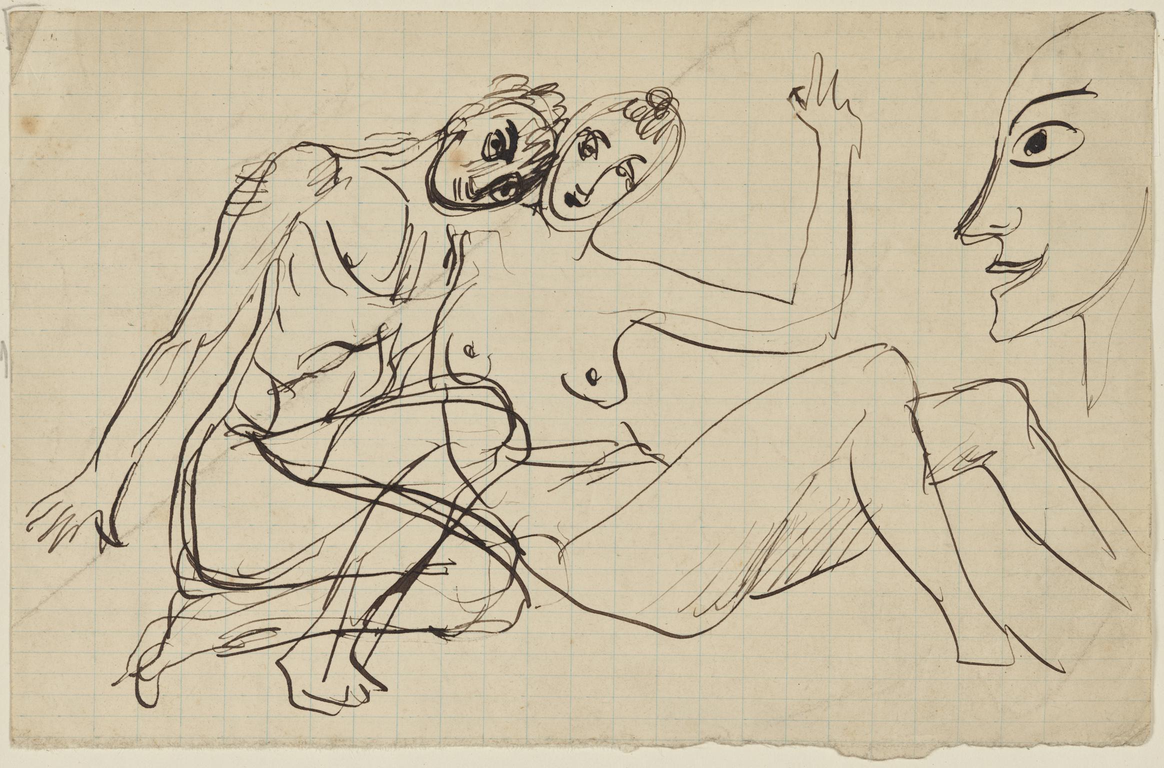 Reclining Woman and Kneeling Man