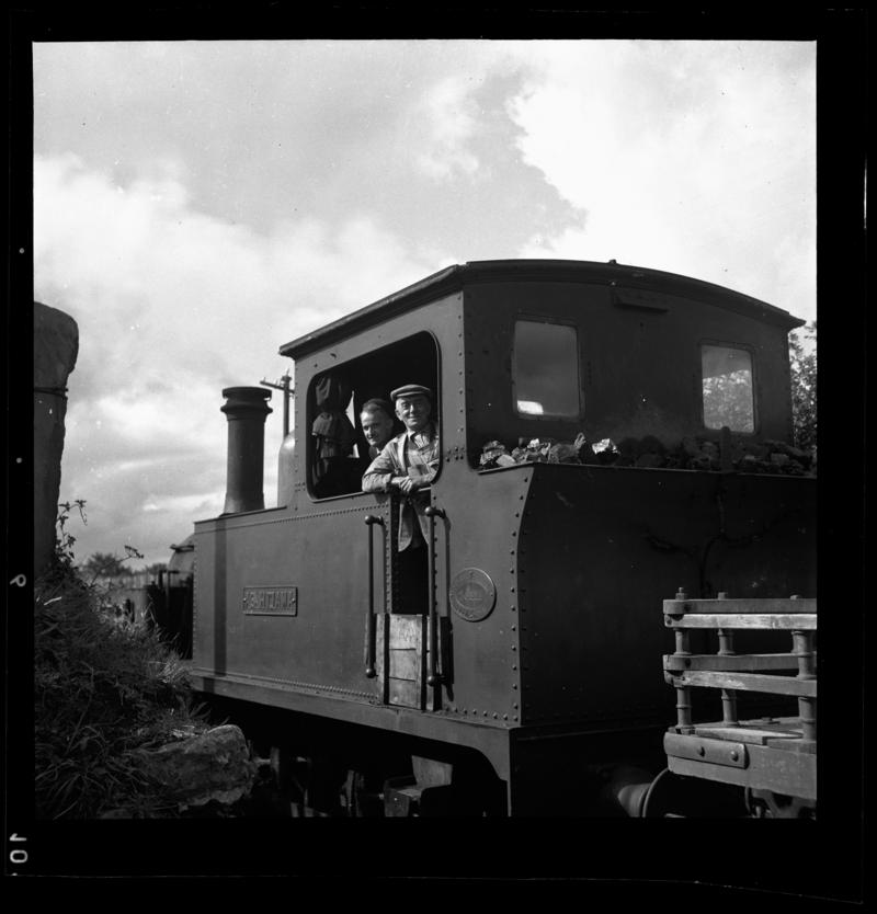 The 'Amalthea' locomotive with her driver and stoker, 1958-60.