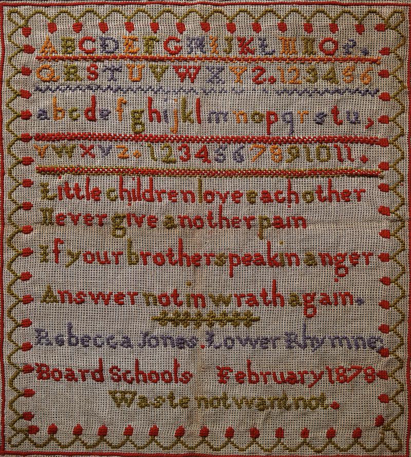 Sampler (school, alphabet & verse), made in Rhymney, 1878