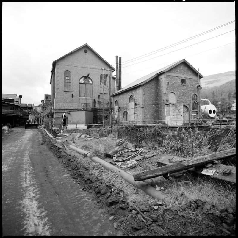 Black and white film negative showing the engine house, Deep Duffryn Colliery.  'Deep Duffryn' is transcribed from original negative bag.