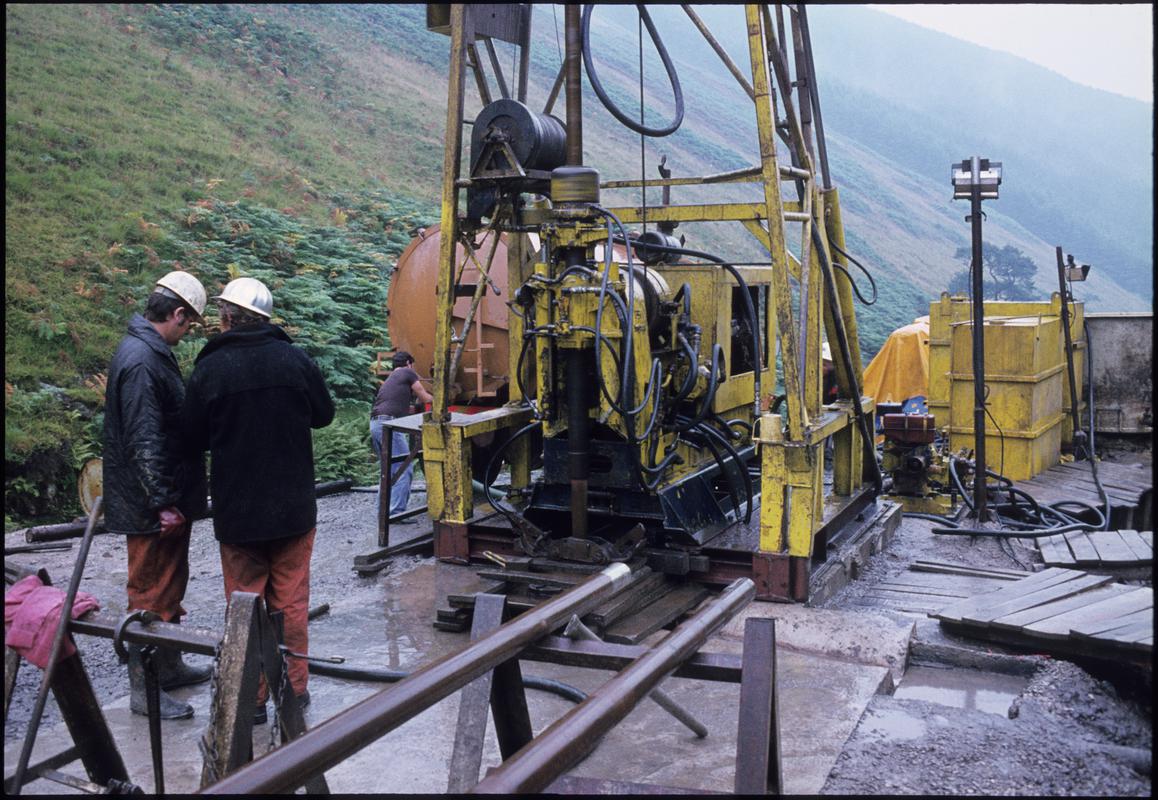 Colour film slide showing a drilling rig, unknown colliery, Ogmore Valley 1978.