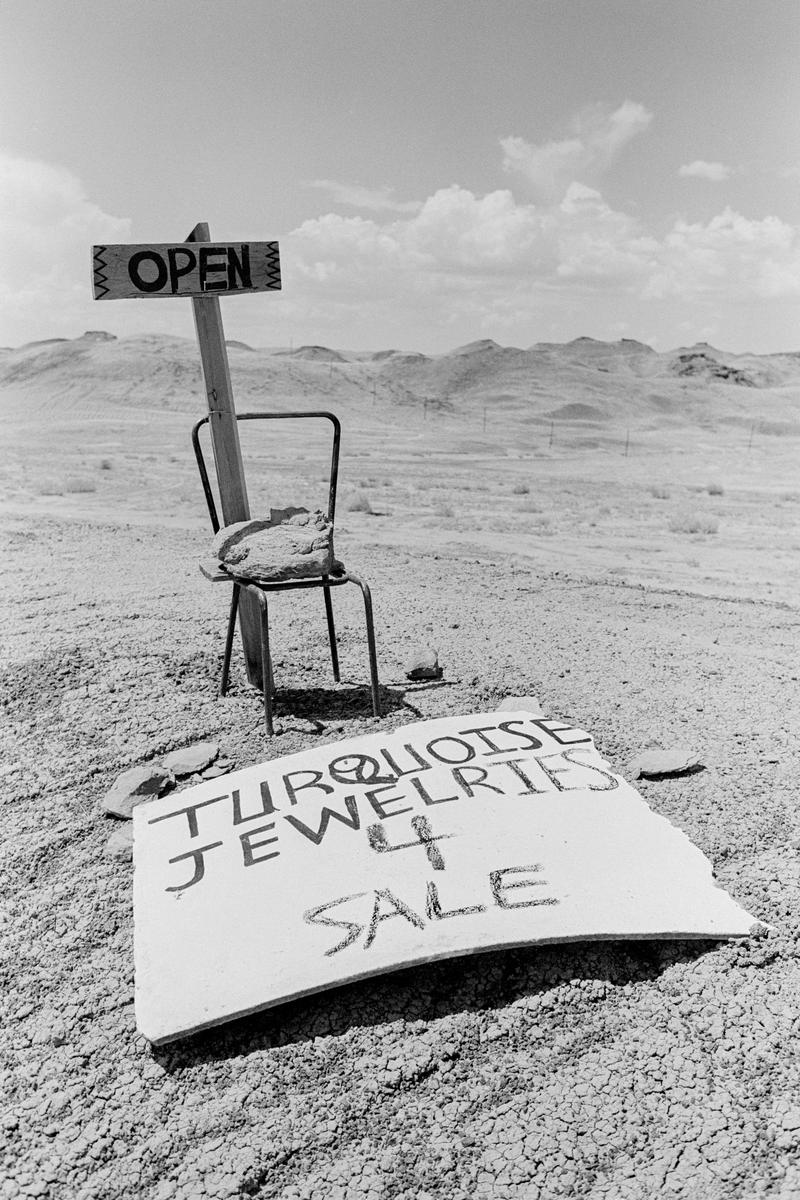 USA. ARIZONA. Navajo Jewellery for sale in the Painted Desert. 1980.