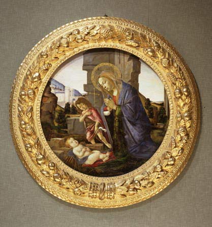 Gweithdy Alessandro Botticelli (1447 - 1510), <em>Y Forwyn yn addoli'r Plentyn gyda'r Sant Ioan Ifanc</em>