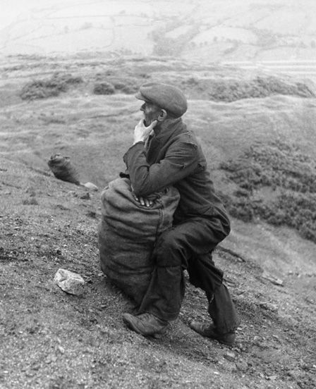 Unemployed worker slagpicking on a coal tip, 1937