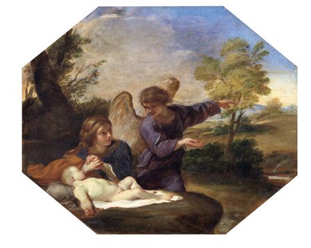 Hagar and Ishmael in the Wilderness (oil on canvas)