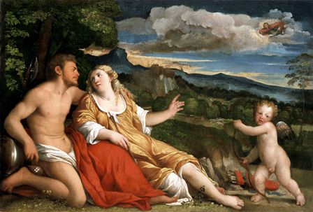 Mars, Venus and Cupid (oil on canvas)