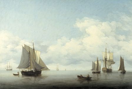 Seascape with Shipping (oil on canvas)