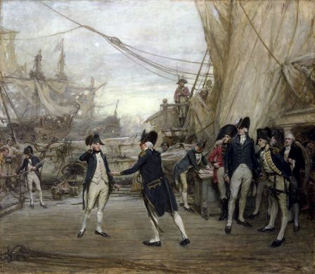 Nelson Received by Admiral Jervis after the Battle of St. Vincent (oil on canvas)