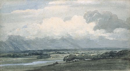 Landscape with Stormy sky, c.1800 (w/c and bodycolour on paper)