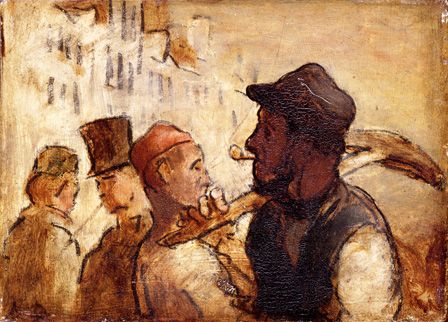 Workmen on the street, 1838-40 (oil on board)