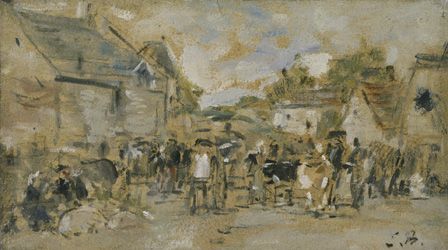 Village Market (oil on canvas)