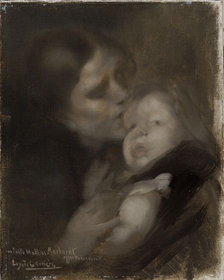 Mother and child (oil on canvas)