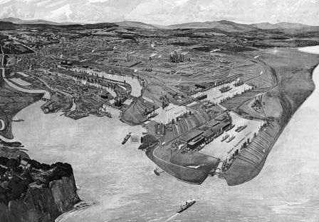 Cardiff Dock, c.1929 (litho)