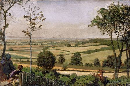The Medway seen from the shorn Ridgway, Kent 1873 (oil on board)