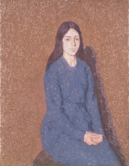 Girl in a Blue Dress (oil on canvas)