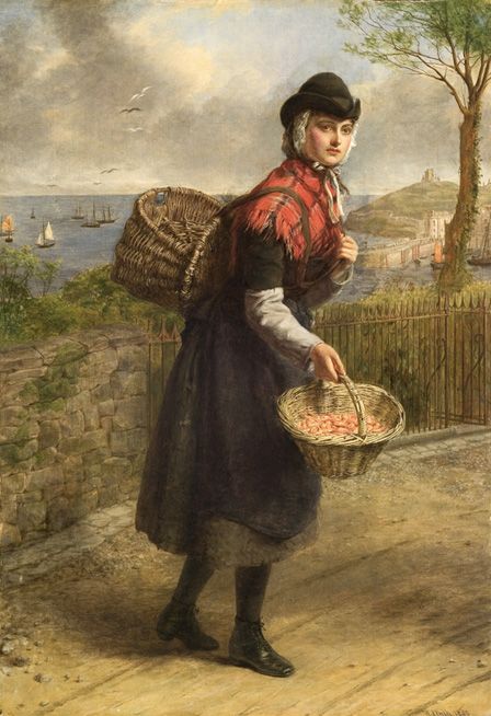 Tenby Prawn Seller, 1880 (oil on canvas)
