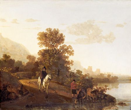 Landscape with Ubbergen Castle (oil on board)