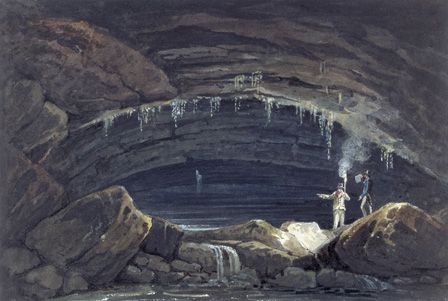 Opening of the cave at Porth yr Ogof (w/c on paper)