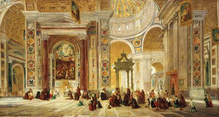 Interior of St. Peter's, Rome (oil on canvas)