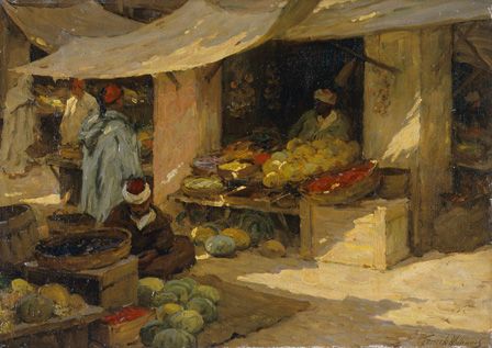 Fruit market, Tangier ( Oil on canvas)