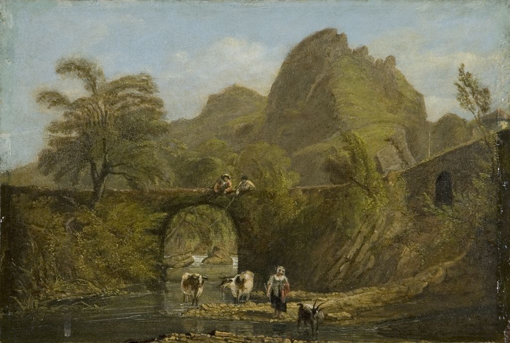 Dynas rock and bridge, 1820 (oil on panel)
