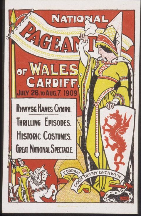 Cerdyn post i goffau Pasiant Cenedlaethol Cymru, 1909