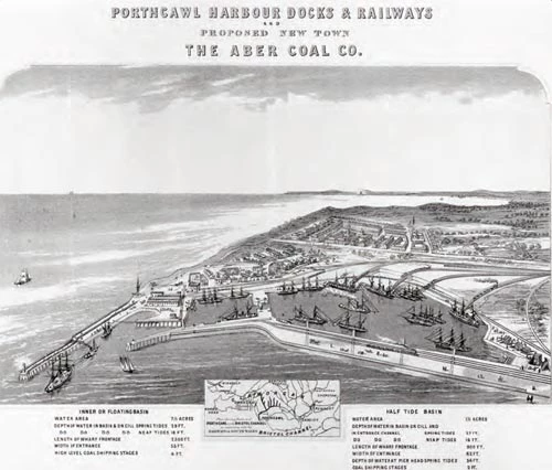 Adeiladwyd dociau newydd ym Mhorth-cawl yn y bedwaredd ganrif ar bymtheg