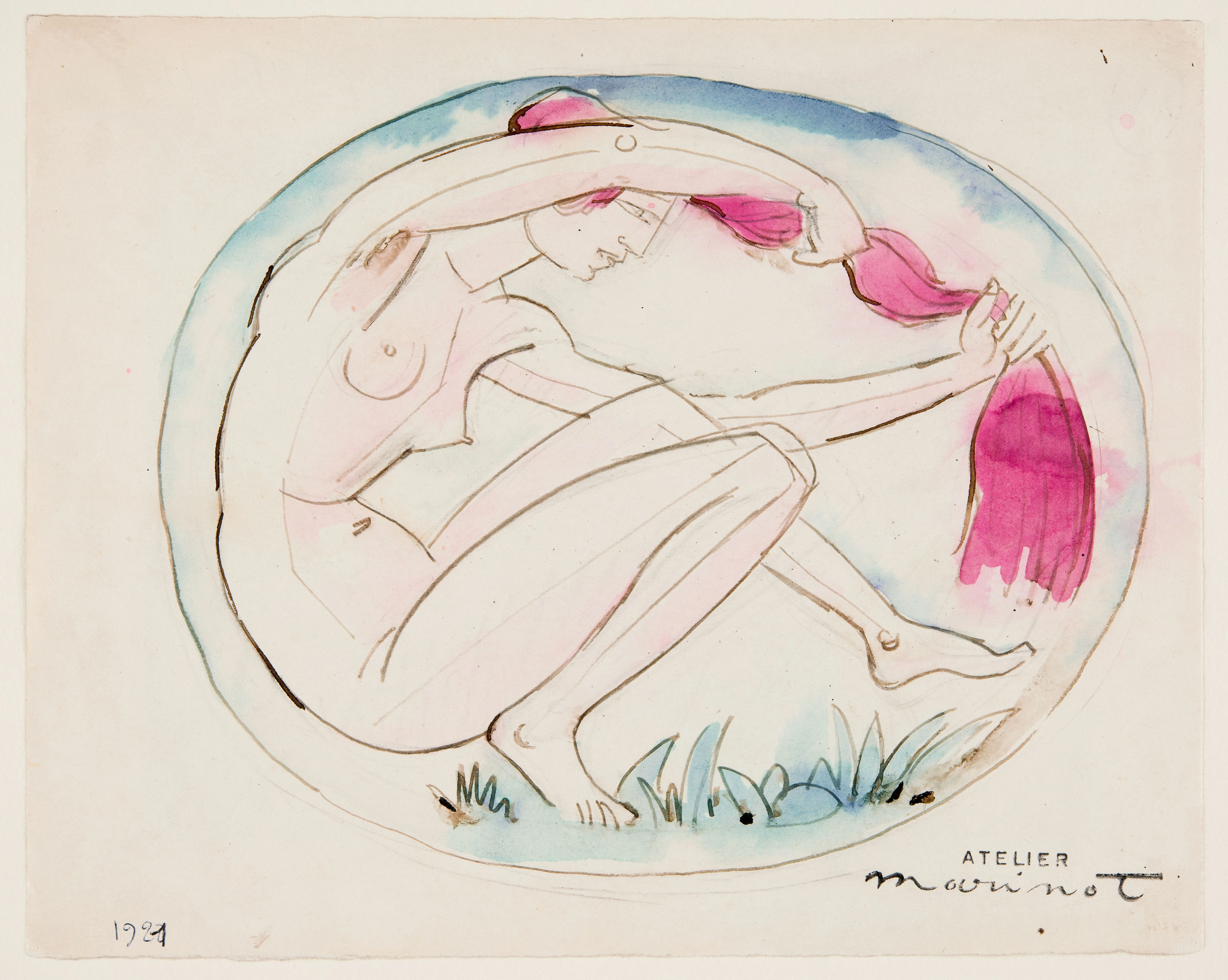 Dyluniad ar gyfer addurn enamel, 1921, dyfrlliw, inc a phensel ar bapur. (DA008188)