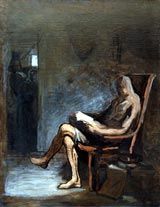 Honoré Daumier (1808-1879); Don Quixote yn Darllen, 1865-7