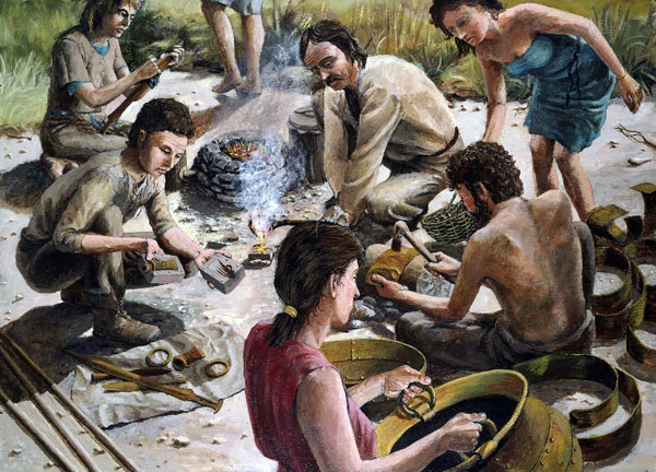 Gweithiwr metel o'r Oes Efydd ddiweddar tua 800CC; gan Paul Jenkins, about 1980.