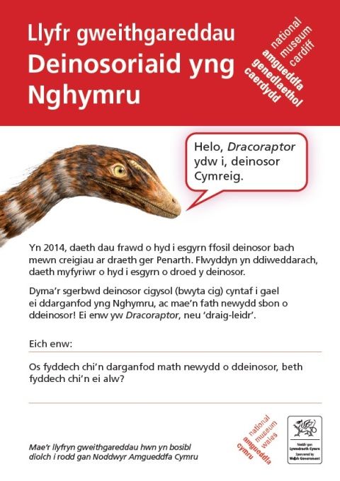 Ffoto Llyfr gweithgareddau Deinosoriaid yng Nghymru