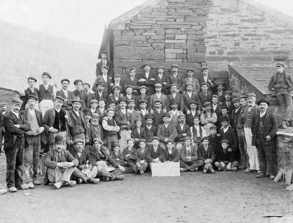 Chwarelwyr yn Chwarel Dinorwig.