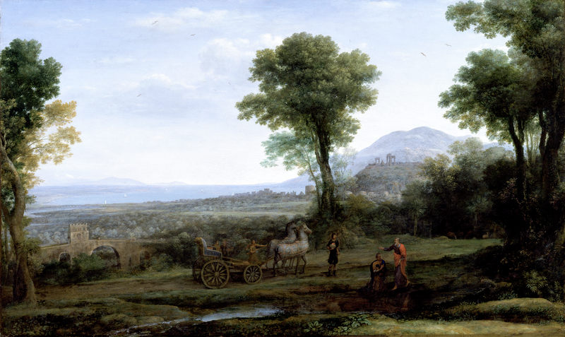 Claude Lorrain (1600–1682); Tirlun gyda Sant Philip yn bedyddio yr Eunuch, 1678; Olew ar gynfas