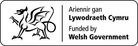 Logo 'ariennir gan Llywodraeth Cymru'