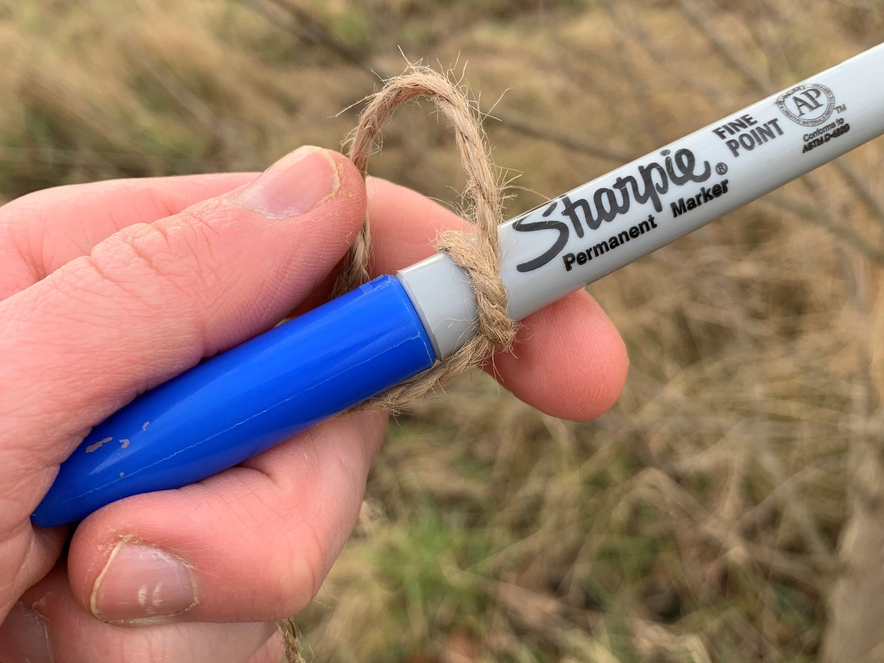Llaw yn dal beiro sharpie