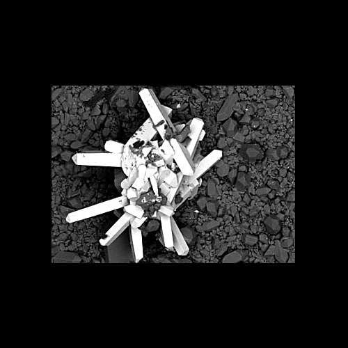 Electronmicrograff sganio o grisialau perffaith o senotim-(Y)