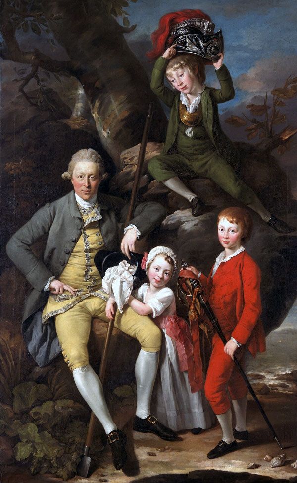 Henry Knight o Landudwg (1738–1772) a’i dri phlentyn, Johann Zoffany